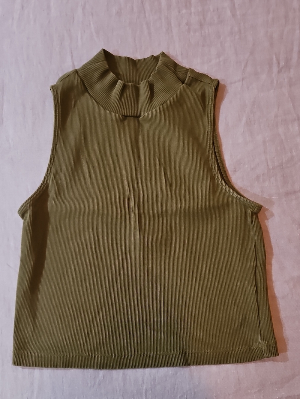 Everlane Ribbed Mock Neck Tank In Green Size Xs